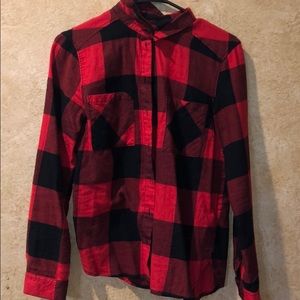 H&M red and Planck plad flannel.